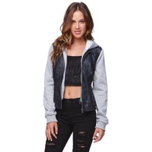 Pacsun (La Hearts) Black leather and grey jacket